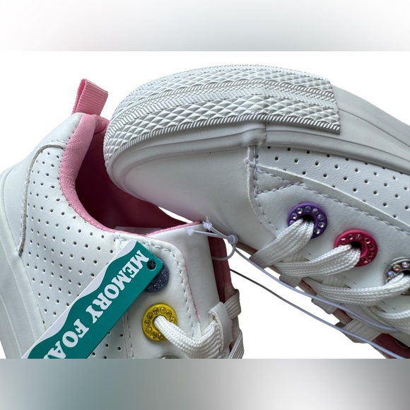 Kids- Youth Girls- Perforated Sneaker Shoes with Rhinestone Grommets- Sz- 11&1 - Picture 5 of 11
